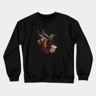 Hummingbird and Flower Burst Crewneck Sweatshirt